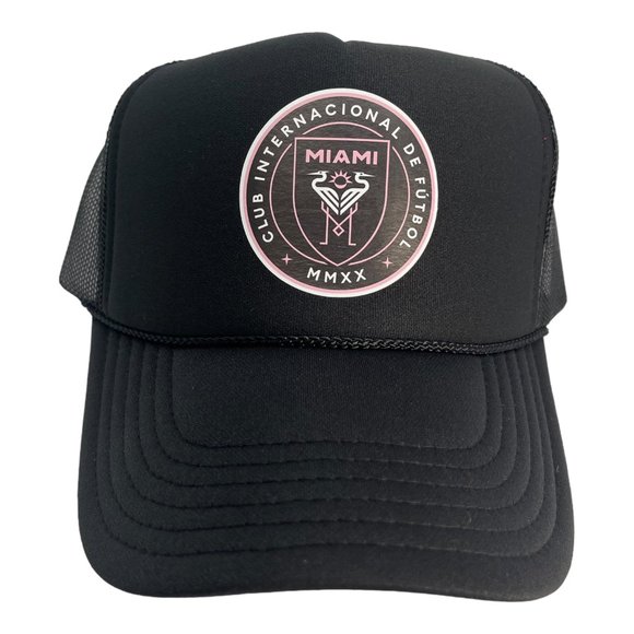NEW VINTAGE INTER MIAMI FC BLACK PINK TRUCKER HAT CAP ADULT SIZE MESH BACK - Picture 2 of 4